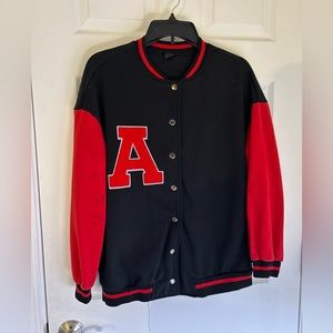Letter Patched Shoulder Varsity Bomber Jacket